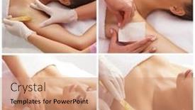  Presentation with skin health - Slide set featuring beautician-is-removing-hair background and a coral colored foreground