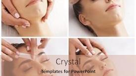  Presentation with skin health - Presentation theme featuring beautician-is-removing-hair background and a coral colored foreground