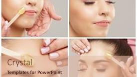  Presentation with skin health - Slides having beautician-is-removing-hair background and a coral colored foreground