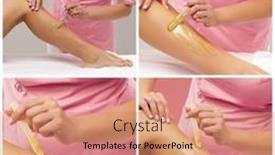  Presentation with wax - PPT theme having beautician-is-removing-hair background and a coral colored foreground