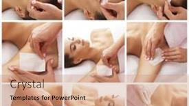  Presentation with skin health - Presentation theme enhanced with beautician-is-removing-hair background and a coral colored foreground