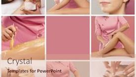 Presentation with wax - PPT theme with beautician-is-removing-hair background and a coral colored foreground