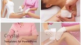  Presentation with wax - Presentation theme featuring beautician-is-removing-hair background and a coral colored foreground
