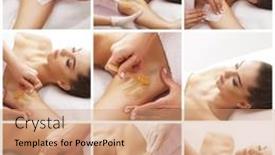  Presentation with wax - Slide deck with beautician-is-removing-hair background and a coral colored foreground