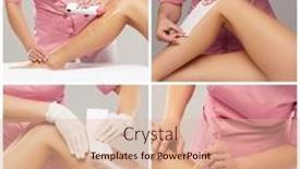  Presentation with wax - Theme consisting of beautician-is-removing-hair background and a coral colored foreground