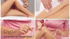  Presentation with wax - PPT theme with beautician-is-removing-hair background and a coral colored foreground