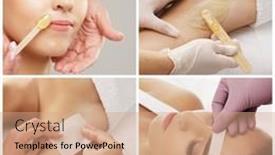  Presentation with wax - Presentation theme featuring beautician-is-removing-hair background and a coral colored foreground