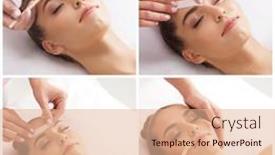  Presentation with beautician - PPT theme featuring beautician-is-removing-hair background and a coral colored foreground