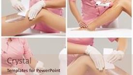  Presentation with beautician - Slide deck with beautician-is-removing-hair background and a lemonade colored foreground