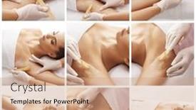  Presentation with skin health - PPT layouts having beautician-is-removing-hair background and a coral colored foreground