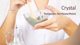  Presentation with beautician - Colorful PPT theme enhanced with beautician makes cosmetic facial masks backdrop and a lemonade colored foreground