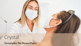  Presentation with face mask - Slides with beautician-or-dermatologist-with-face background and a lemonade colored foreground