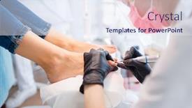  Presentation with beautician - Cool new PPT theme with beautician salon pedicure polish procedure backdrop and a sky blue colored foreground