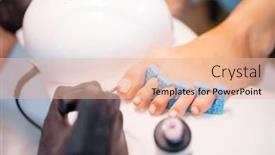  Presentation with beautician - Presentation design with beautician salon pedicure varnish application background and a lemonade colored foreground