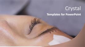  Presentation with brow - Slides having beautician-specialist-of-permanent-makeup background and a gray colored foreground