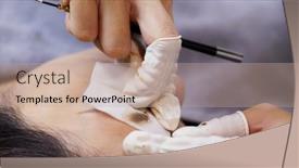  Presentation with brow - Amazing slide set having korean cosmetics - beautician specialist of permanent makeup backdrop and a coral colored foreground