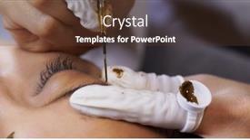  Presentation with brow - Slides having specialist of permanent makeup making background and a tawny brown colored foreground