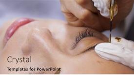  Presentation with brow - PPT theme consisting of beautician-specialist-of-permanent-makeup background and a coral colored foreground