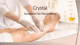  Presentation with beautician - Audience pleasing presentation theme consisting of beautician waxing female legs backdrop and a lemonade colored foreground