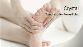  Presentation with reflexology foot massage spa foot - Beautiful theme featuring beautician who massages the foot backdrop and a  colored foreground