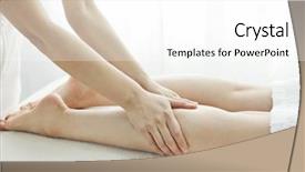  Presentation with beautician - Presentation theme having beautician who massages the leg background and a white colored foreground