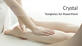 Presentation with beautician - Beautiful PPT theme featuring beautician who massages the leg backdrop and a white colored foreground