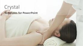  Presentation with beautician - PPT theme enhanced with beautician who massages the shoulder background and a white colored foreground