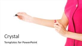  Presentation with beautician - Audience pleasing slide deck consisting of beautician with nailwear closeup isolated on white backdrop and a white colored foreground