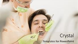  Presentation with dental - PPT layouts featuring beautification - dental clinic beautiful dentist background and a soft green colored foreground