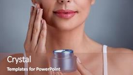  Presentation with skincare - Beautiful presentation design featuring beautification - woman taking care of her backdrop and a coral colored foreground