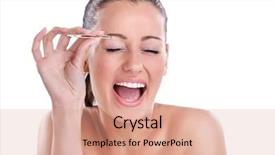  Presentation with lactation young woman breastfeeding - Amazing slide set having knot on old spruce plank backdrop and a tawny brown colored foreground