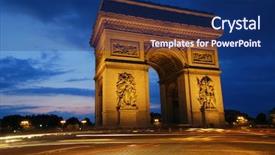  Presentation with paris france - Amazing PPT layouts having beautifluly lit triumph arch backdrop and a navy blue colored foreground