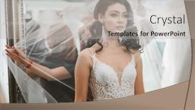  Presentation with bride and groom at wedding - Amazing PPT theme having beautifu bride choosing wedding dress backdrop and a light gray colored foreground