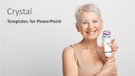  Presentation with 60s - PPT theme consisting of beautiful-60s-woman-holding background and a white colored foreground