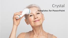  Presentation with hair spa - PPT theme enhanced with beautiful-60s-woman-with-short background and a white colored foreground