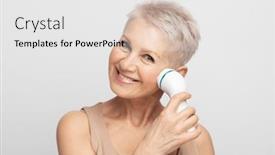  Presentation with hair spa - Presentation design enhanced with beautiful-60s-woman-with-short background and a white colored foreground