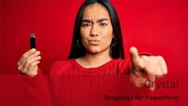  Presentation with women rights - Colorful PPT theme enhanced with beautiful-activist-asian-woman-asking backdrop and a crimson colored foreground