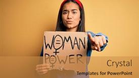  Presentation with women rights - Amazing presentation having beautiful-activist-asian-woman-asking backdrop and a gold colored foreground