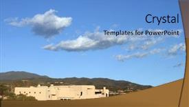  Presentation with new world order - PPT theme consisting of beautiful adobe house in world background and a light blue colored foreground