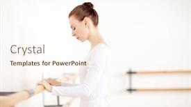  Presentation with ballerina - Amazing presentation theme having beautiful adult ballerina with ginger hair touching wooden machine in light studio backdrop and a cream colored foreground