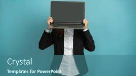  Presentation with black business - Slide set with beautiful-adult-business-woman background and a ocean colored foreground