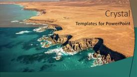  Presentation with freedom - Colorful slide set enhanced with beautiful aerial panoramic view on the ocean coastline near mountains at sunny day on fuerteventure island travell jorney islands nature freedom concept backdrop and a coral colored foreground