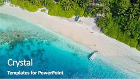  Presentation with white sand - Theme with beautiful aerial view of maldives background and a teal colored foreground