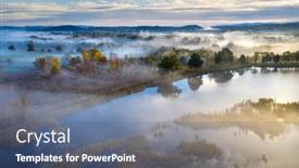  Presentation with forest morning - PPT theme enhanced with beautiful-aerial-view-of-morning background and a ocean colored foreground