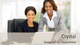  Presentation with african american business - Presentation theme enhanced with beautiful african american business women background and a lemonade colored foreground