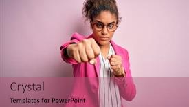 Presentation with violence - Beautiful PPT theme featuring beautiful-african-american-businesswoman-wearing backdrop and a coral colored foreground