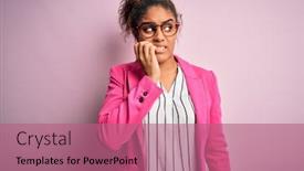  Presentation with pink nails - Colorful theme enhanced with beautiful-african-american-businesswoman-wearing backdrop and a coral colored foreground