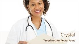  Presentation with african american patient - Audience pleasing presentation theme consisting of beautiful african-american female doctor backdrop and a cream colored foreground