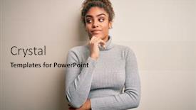  Presentation with question - Cool new presentation theme with beautiful-african-american-girl-wearing backdrop and a mint green colored foreground