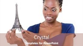  Presentation with eiffel tower - Amazing presentation theme having beautiful-african-american-model-holding backdrop and a coral colored foreground